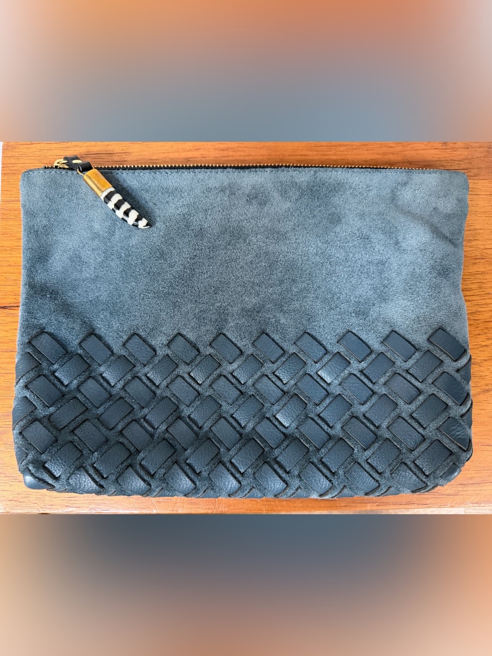 Kempton & Co Suede Cross Weave Pouch